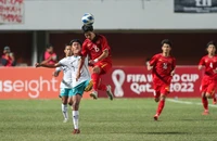 U16 Việt Nam gặp tương đối khó khăn trong các phương án tấn công đầu trận. (Ảnh: VFF)