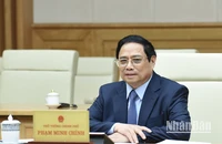 Thủ tướng Phạm Minh Chính phát biểu tại buổi tiếp ông Nikai Toshihiro, Chủ tịch Liên minh Nghị sĩ hữu nghị Nhật-Việt. (Ảnh: Trần Hải)