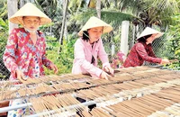 Mô hình khởi nghiệp của cô giáo Ngô Song Ðào giải quyết việc làm cho nhiều lao động nữ ở địa phương.