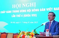 Chủ tịch Hội Nông dân Việt Nam Lương Quốc Đoàn phát biểu khai mạc Hội nghị.