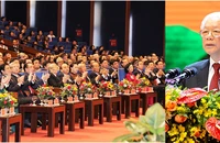 Tổng Bí thư, Chủ tịch nước Nguyễn Phú Trọng đọc diễn văn tại buổi lễ. Ảnh: ĐĂNG KHOA
