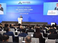 Thủ tướng Phạm Minh Chính phát biểu tại Diễn đàn Tương lai ASEAN 2024. (Ảnh: TRẦN HẢI)