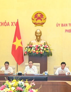 Chủ tịch Quốc hội Trần Thanh Mẫn và các Phó Chủ tịch Quốc hội dự và chủ trì phiên họp.