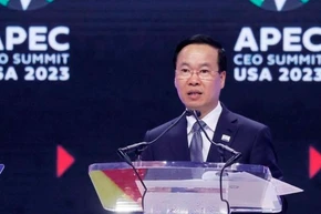 [Ảnh] Chủ tịch nước Võ Văn Thưởng phát biểu tại Hội nghị Thượng đỉnh Doanh nghiệp APEC
