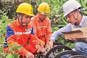 Giám đốc Công ty Điện lực Hà Giang kiểm tra thực địa công tác giảm thiểu sự cố đường dây 110 kV.