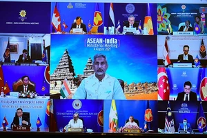 Hội nghị Bộ trưởng Ngoại giao ASEAN - Ấn Độ theo hình thức trực tuyến, chiều 4/8. (Ảnh do báo Thế giới và Việt Nam cung cấp)