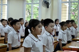 Học sinh Trường tiểu học Thăng Long, Hà Nội. ẢNh: DUY LINH