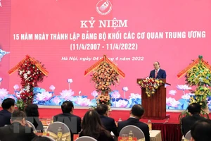 Chủ tịch nước Nguyễn Xuân Phúc phát biểu ý kiến chỉ đạo tại buổi lễ. (Ảnh: TTXVN)