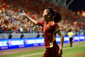 Đội trưởng Huỳnh Như ghi bàn thắng duy nhất giúp tuyển nữ Việt Nam thắng nữ Thái Lan 1-0 ở chung kết SEA Games 31. (Ảnh: TRẦN HẢI)
