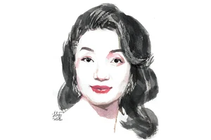 Ký họa chân dung ca sĩ Phạm Thu Hà của họa sĩ Đỗ Hoàng Tường.