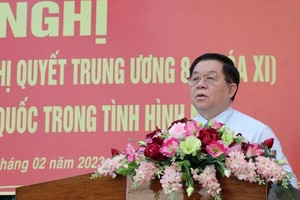 Đồng chí Nguyễn Trọng Nghĩa, Bí thư Trung ương Đảng, Trưởng Ban Tuyên giáo Trung ương phát biểu chỉ đạo 
