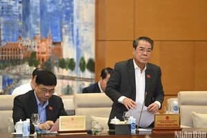 Trưởng Ban Dân nguyện Dương Thanh Bình báo cáo tại phiên họp. Ảnh: DUY LINH