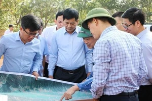 Chủ tịch UBND tỉnh Điện Biên Lê Thành Đô (thứ 2 từ trái sang), kiểm tra, đôn đốc tiến độ các dự án tại huyện Điện Biên.