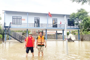 Một nhà cộng đồng tránh lũ ở huyện Quảng Ninh được sử dụng trong mùa mưa lũ năm 2023. 