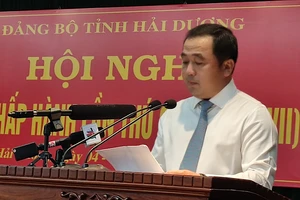 Bí thư Tỉnh ủy Hải Dương Trần Đức Thắng phát biểu chỉ đạo Hội nghị.