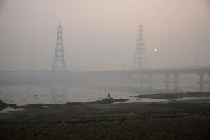 Một người đàn ông đi bộ trên bờ sông Yamuna vào một buổi sáng sương mù ở New Delhi, Ấn Độ. (Ảnh: Reuters)