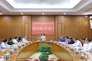 Đồng chí Trương Thị Mai phát biểu tại hội nghị. (Ảnh TTXVN)