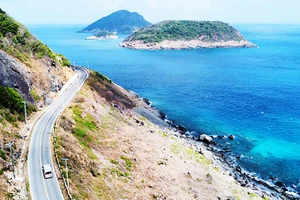 Con đường đi qua mũi Cá Mập, huyện Côn Đảo.