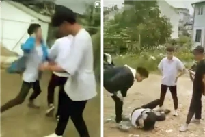 Vụ hai học sinh Trường THCS-THPT Tây Sơn (TP Đà Lạt) bị đánh hội đồng phải nhập viện. (Ảnh cắt từ video)