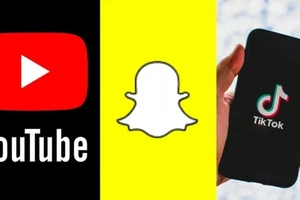 Logo của Snapchat, TikTok và YouTube. (Ảnh chụp màn hình)