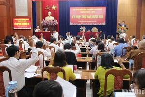 Các đại biểu Hội đồng nhân dân tỉnh biểu quyết thông qua các nghị quyết về phát triển kinh tế-xã hội.