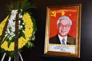Ảnh chụp bức tranh chân dung Tổng Bí thư Nguyễn Phú Trọng. (Ảnh: Đại sứ quán Việt Nam tại Trung Quốc cung cấp)