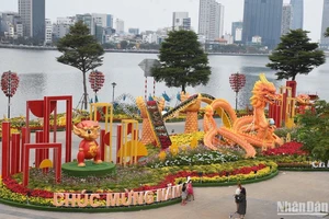 Các linh vật rồng tại đường hoa Tết Đà Nẵng sẽ được tập trung về làm Công viên Rồng tại quận Sơn Trà. (Ảnh: ANH ĐÀO)