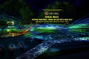 Phối cảnh sân khấu đêm khai mạc Festival Ninh Bình-Tràng An lần thứ II năm 2023.