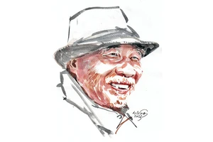 Ký họa chân dung nhà thơ Phạm Công Trứ của họa sĩ Đỗ Hoàng Tường.