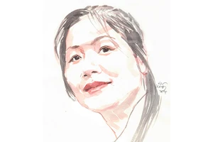 Ký họa chân dung nhà thơ Nguyễn Hồng của họa sĩ Đỗ Hoàng Tường.