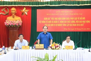 Trưởng Đoàn Đại biểu Quốc hội tỉnh Đồng Nai Quản Minh Cường phát biểu kết luận buổi giám sát.