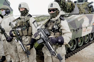 Binh sĩ tham gia một cuộc tập trận chung của quân đội Na Uy, Thụy Điển và Phần Lan ở Kautokeino, Phần Lan, ngày 9/3/2024. (Ảnh: Reuters) 