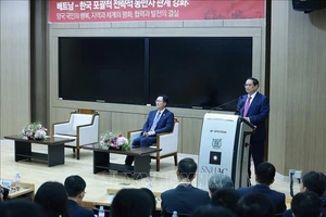 Thủ tướng Phạm Minh Chính phát biểu về chính sách của Việt Nam tại Đại học Quốc gia Seoul, ngày 3/7/2024. Ảnh: Dương Giang/TTXVN