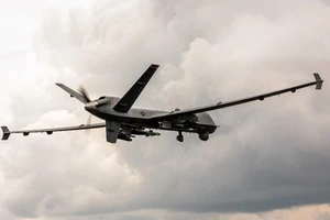 Máy bay không người lái MQ-9 Reaper thực hiện chuyến bay huấn luyện tại Michigan (Mỹ). (Ảnh: AFP/TTXVN)