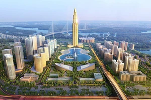 Phối cảnh Tháp Tài chính 108 tầng ở trung tâm Thành phố Thông minh Bắc Hà Nội.