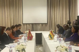 Thứ trưởng Ngoại giao Nguyễn Minh Hằng hội đàm với Thứ trưởng Ngoại giao và Hội nhập Khu vực của Ghana. (Ảnh: Bộ Ngoại giao)