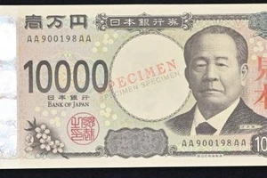 Tờ tiền mệnh giá 10.000 yen mới. (Ảnh: Kyodo)
