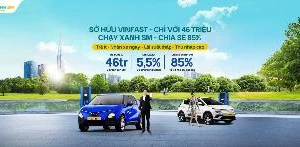 46 triệu đồng sở hữu xe vinfast, lãi suất cố định 5,5% trong 5 năm, nhận ngay 85% chia sẻ doanh số trên Xanh SM platform