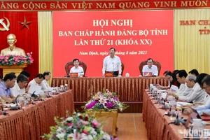 Quang cảnh hội nghị lần thứ 21 của Ban Chấp hành Đảng bộ tỉnh Nam Định khóa 20, nhiệm kỳ 2020-2025.