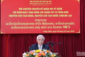 Đồng chí Khamphan Pheuyavong, Bí thư Trung ương Đảng, Trưởng Ban Tuyên huấn Trung ương Đảng Nhân dân Cách mạng Lào. Ảnh: Hải Tiến