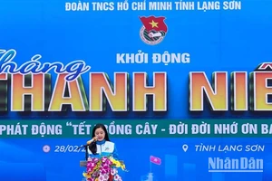 Bí thư Tỉnh đoàn Lạng Sơn, Định Thị Anh Thư phát động Tháng Thanh niên năm 2024.