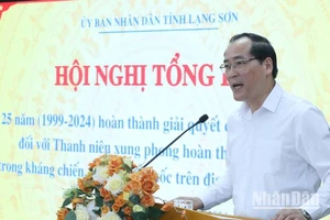 Phó Chủ tịch Ủy ban nhân dân tỉnh Lạng Sơn Dương Xuân Huyên phát biểu tại Hội nghị tổng kết.