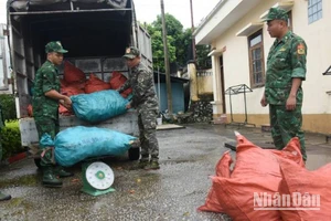 Cán bộ, chiến sĩ Đồn Biên phòng Chi Ma, Lộc Bình (Lạng Sơn) phát hiện, thu giữ số thực phẩm chân gà sơ chế vận chuyển trái phép vào khu vực biên giới. 