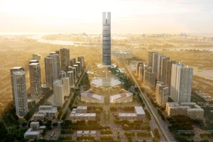 Phối cảnh Tháp Tài chính 108 tầng ở trung tâm Thành phố Thông minh Bắc Hà Nội.
