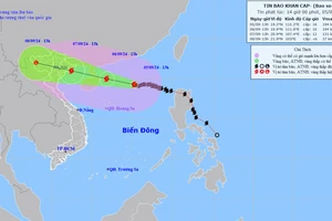 Vị trí và hướng di chuyển của bão số 3. (Nguồn: nchmf.gov.vn)