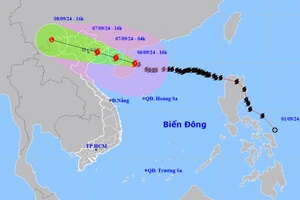 Vị trí và hướng di chuyển của bão số 3. (Nguồn: nchmf.gov.vn)