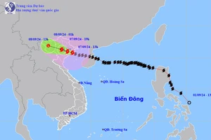 Vị trí và hướng di chuyển của bão số 3. (Nguồn: nchmf.gov.vn)