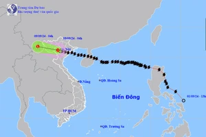 Vị trí và hướng di chuyển của áp thấp nhiệt đới (suy yếu từ bão số 3). (Nguồn: nchmf.gov.vn)