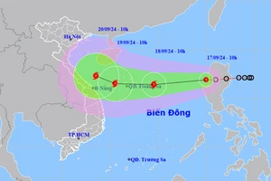 Vị trí và hướng di chuyển của áp thấp nhiệt đới. (Nguồn: nchmf.gov.vn)