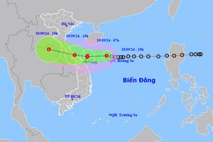 Vị trí và hướng di chuyển của áp thấp nhiệt đới. (Nguồn: nchmf.gov.vn)